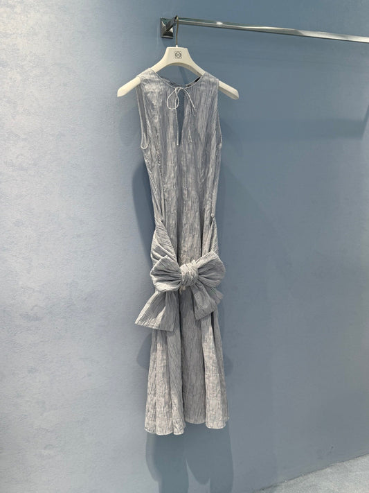 Loewe 25 Sleeveless Dress Blue mix White Cotton Polyamide