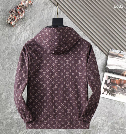 LV WINE RED MONOGRAM AND BLACK DOUBLE-SIDED WINDBREAKER 238976
