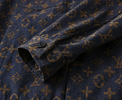 LV SHIRT JACKET IN NAVY BLUE JACQUARD FABRIC 238979