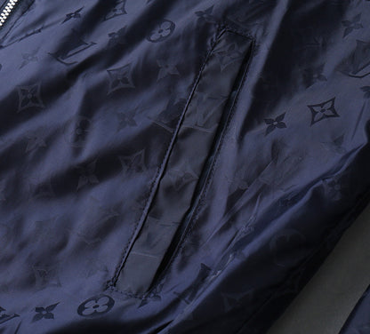 LV NAVY BLUE MONOGRAM HOODED JACKET 238985