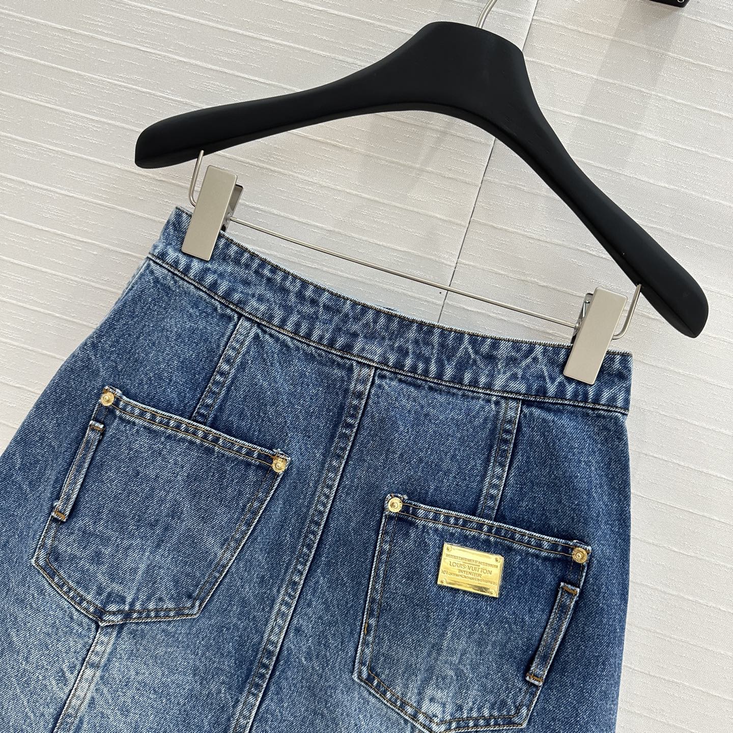 LV 25 Denim Skirt Blue Cotton