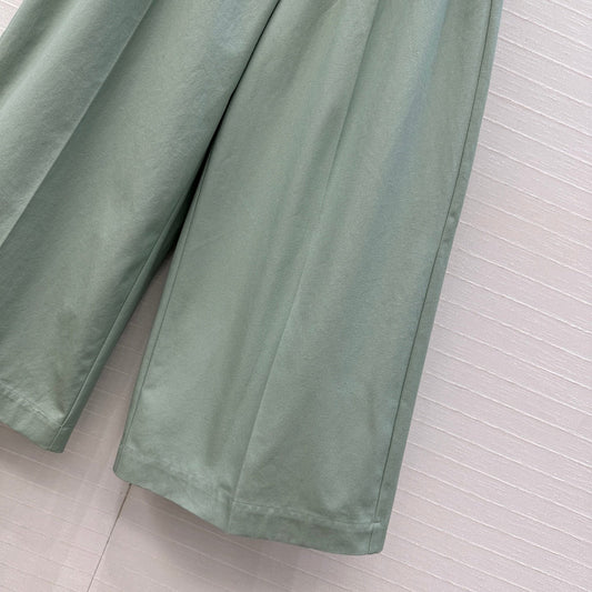 Loewe Wide-leg Straight-leg Pants Green Cotton