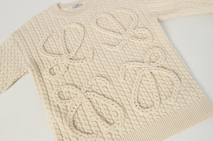 Loewe 2025 Anagram Cable-knit Sweater Cream Wool 315680
