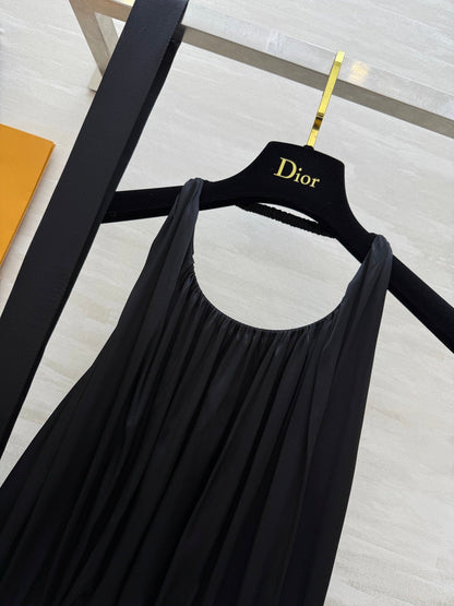 LV 25 Halter Neck Little Black Elegant Dress Black Cotton