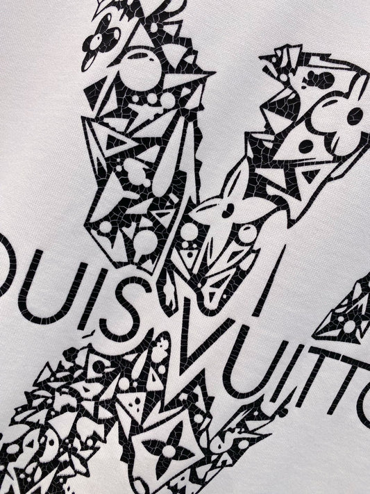 LV WHITE COTTON T-SHIRT BLACK LOGO 238822