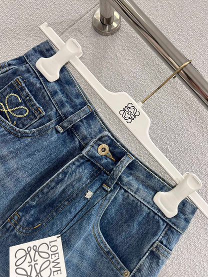 Loewe 26Ss Embroidered Denim Shorts