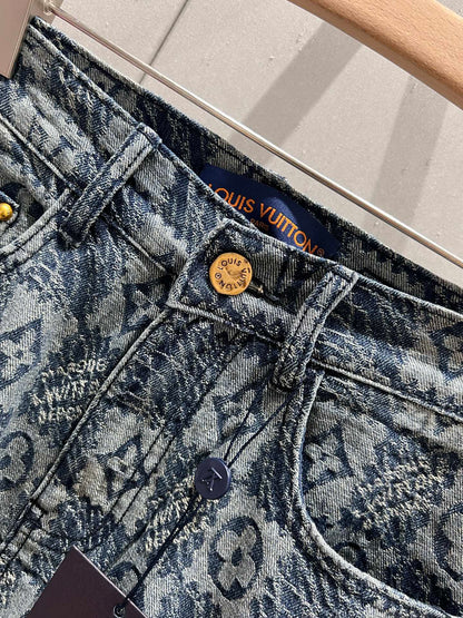 LV 25 Denim Short Blue Cotton 212285