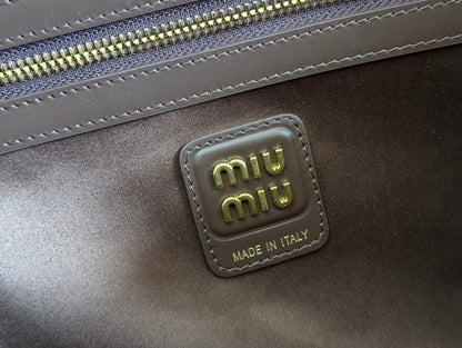 Miu Beau Top-Handle Bag 34cm Brown Leather 239698