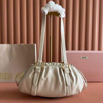 Miu Joie Shoulder Bag White Nappa Leather
