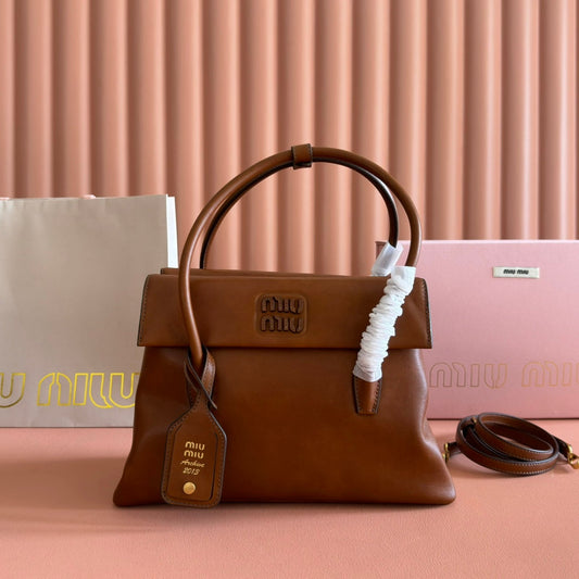 Miu Solitaire Bag 28 Brown Calfskin