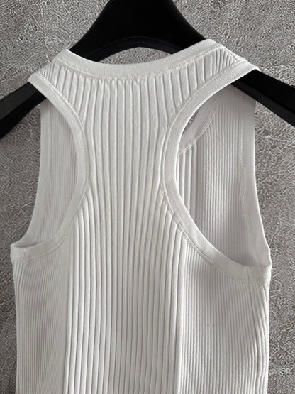 LV Chain Knitted Vest Shirt White Viscose Poliester