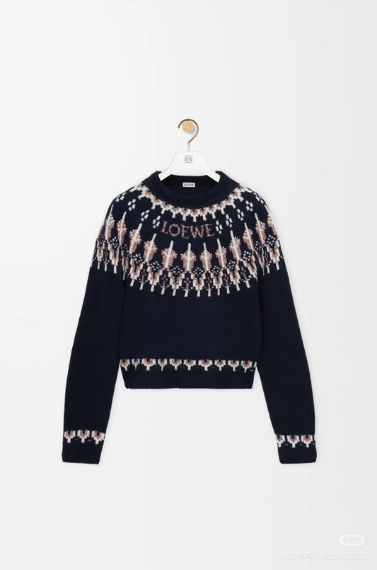 Loewe Sweater Navy/Multicolor Wool Blend 342803