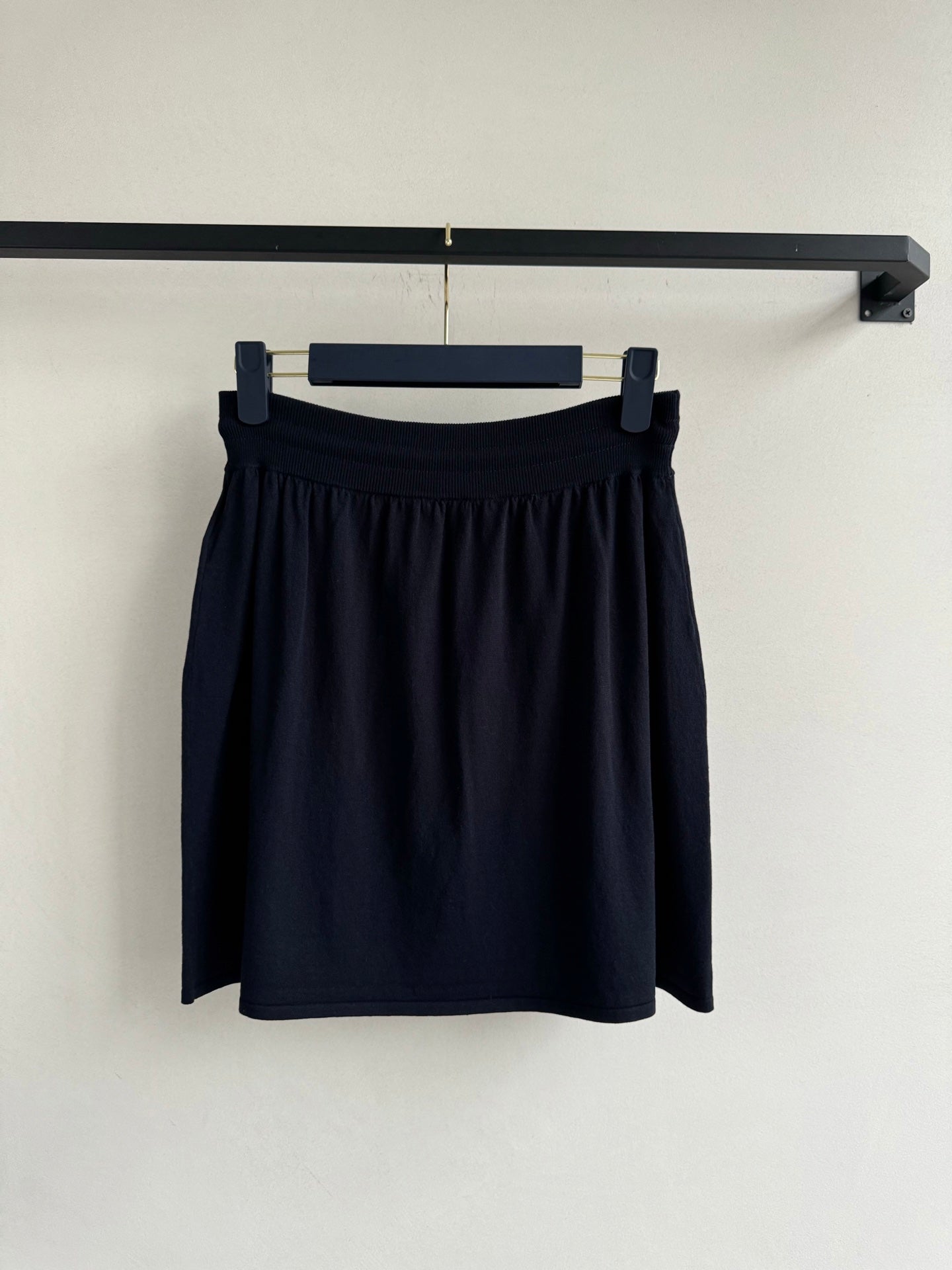 LV Knitted Skirt Black Cotton Wool