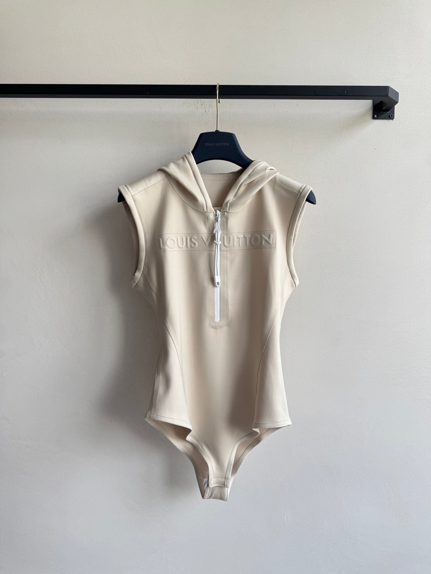 LV Holida Zipper Hooded Jumpsuitn Beige Polyamide Spandex