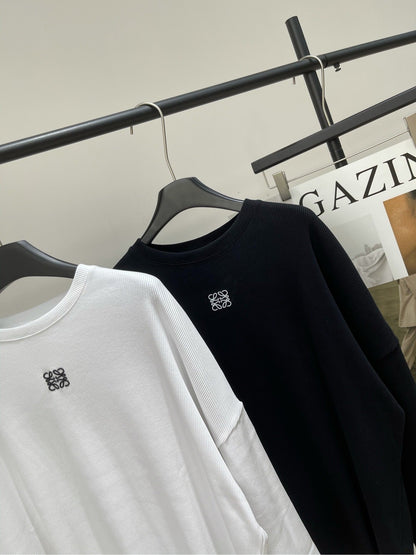 Loewe 2025 Long-Sleeve T-Shirt White and Black Cotton 296663