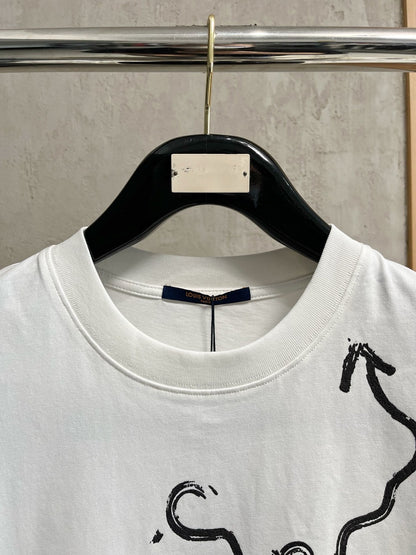 LV T-SHIRT IN WHITE PURE COTTON LOGO PRINT 238775