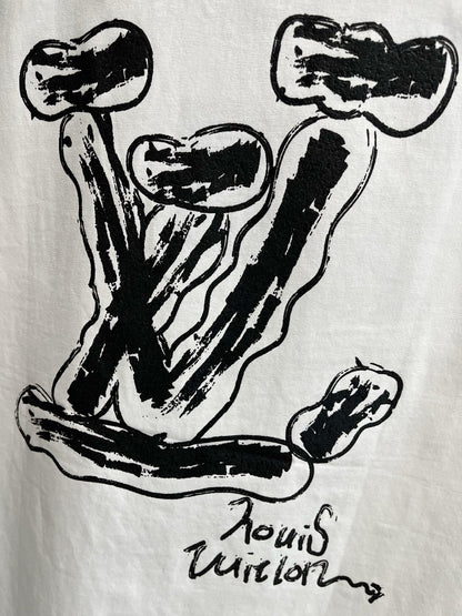 LV T-SHIRT IN WHITE PURE COTTON LOGO PRINT 238775