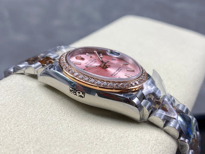 Datejust 31mm Pink Gold Steel Diamond Bezel Pink Dial