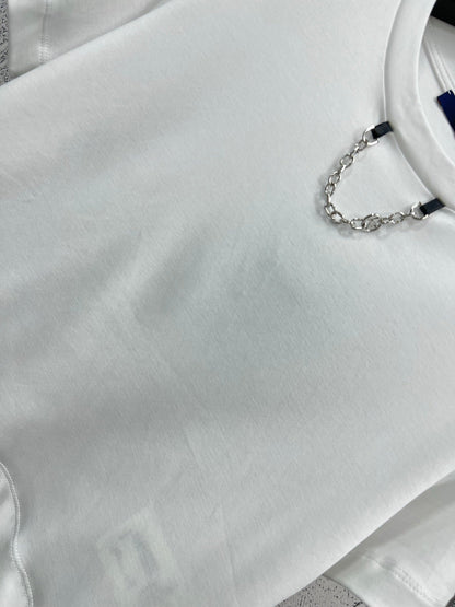 LV 25 Short-Sleeved T-shirt Back Logo Print White Cotton