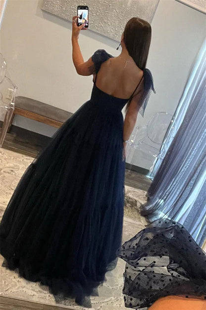 omberprom Elegant A-line Evening Dress Sweetheart Dot Tulle Prom Dress