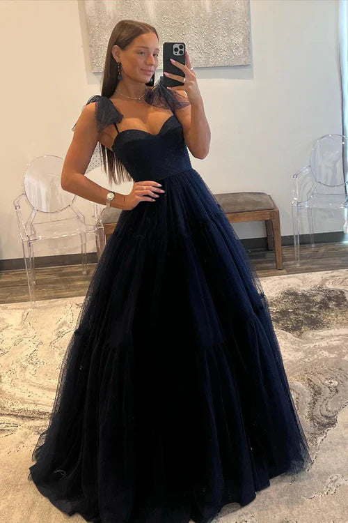 omberprom Elegant A-line Evening Dress Sweetheart Dot Tulle Prom Dress