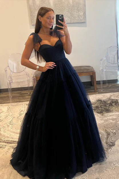 omberprom Elegant A-line Evening Dress Sweetheart Dot Tulle Prom Dress
