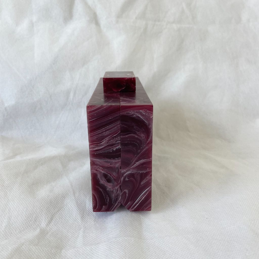 L’AFSHAR Burgundy Marble Striped Box Clutch