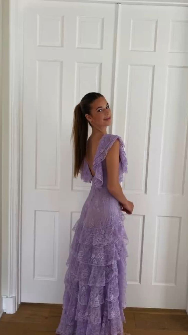 Lilac Lace Long Prom Dress Prom Gowns Prom Dresses