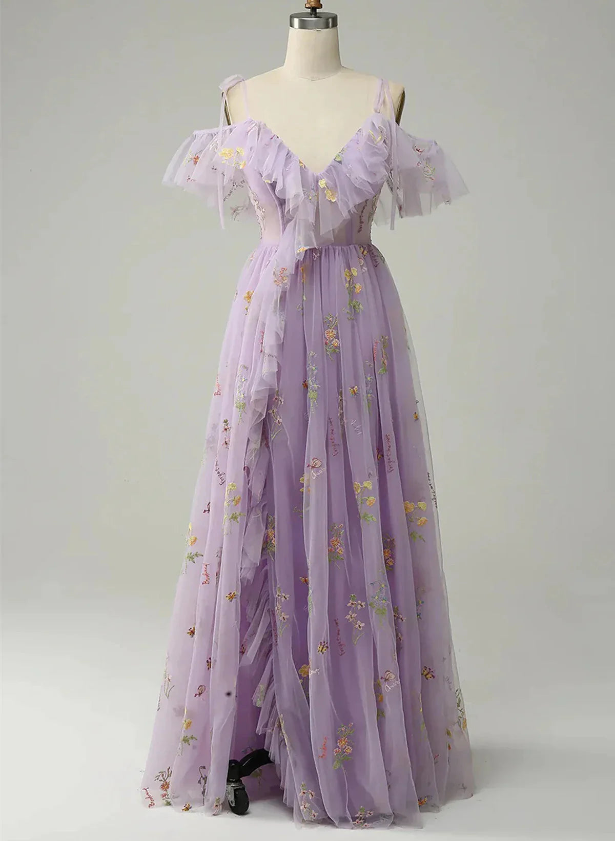 Light Purple V-neckline Straps Long Formal Dress, A-line Purple Prom Dress TP1031