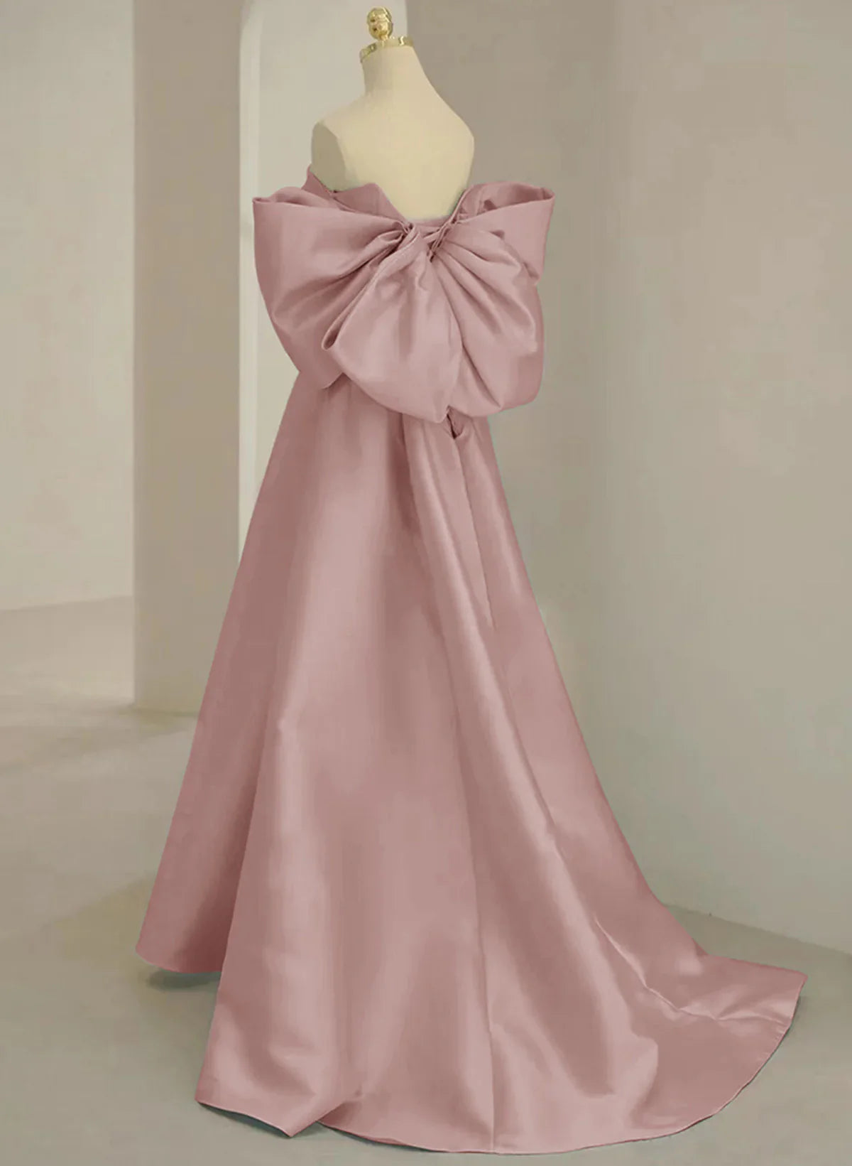 Pink Off Shoulder Satin Long Simple Party Dress, Pink Satin Evening Dress TP1059