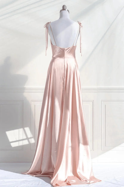 Cute A-Line Pink Satin Straps Sweetheart Prom Dress, Pink Satin Party Dress Evening Dress TP1080