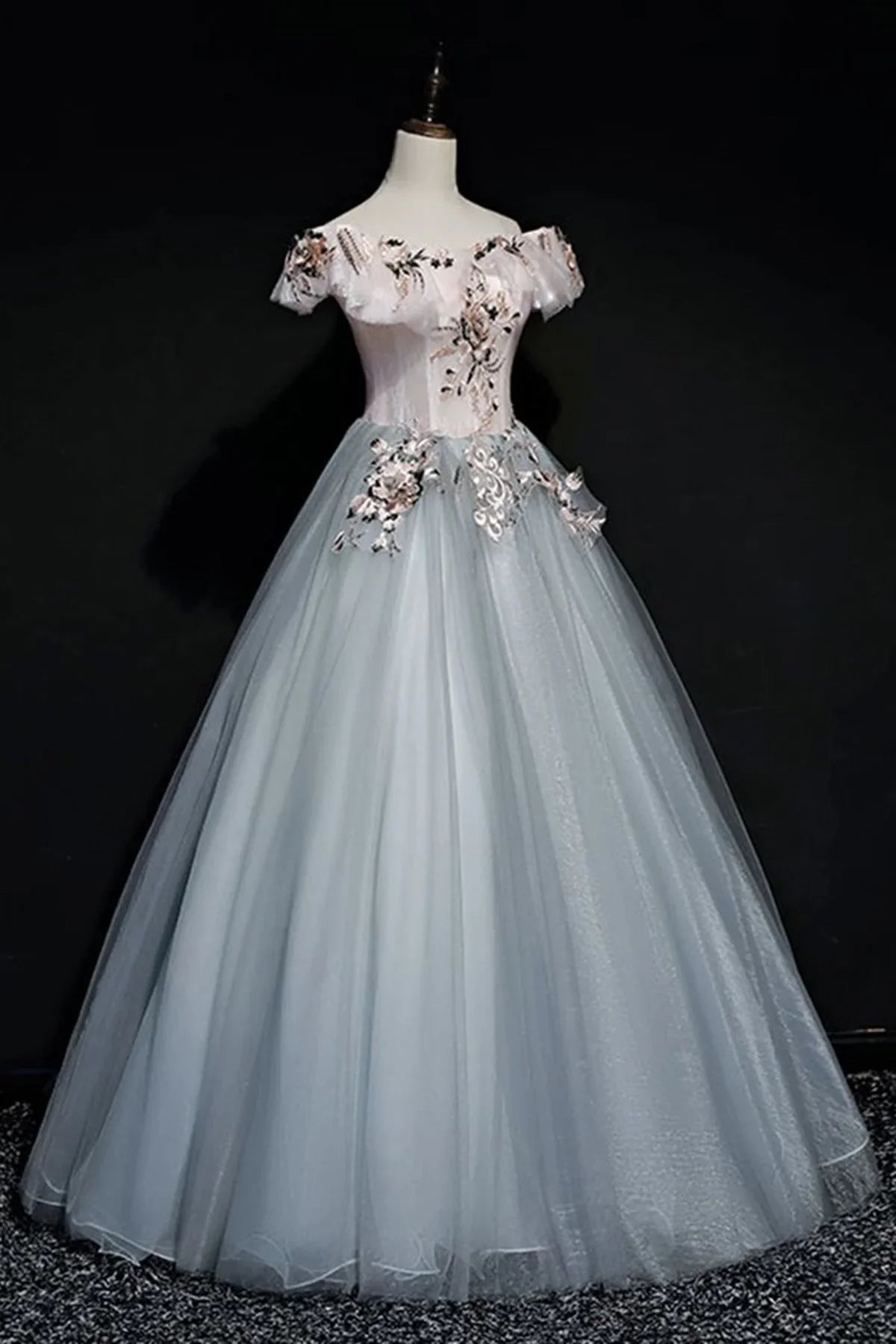 Off Shoulder Long Off Shoulder Party Dress, Tulle Sweet 16 Dress Formal Gown TP1100