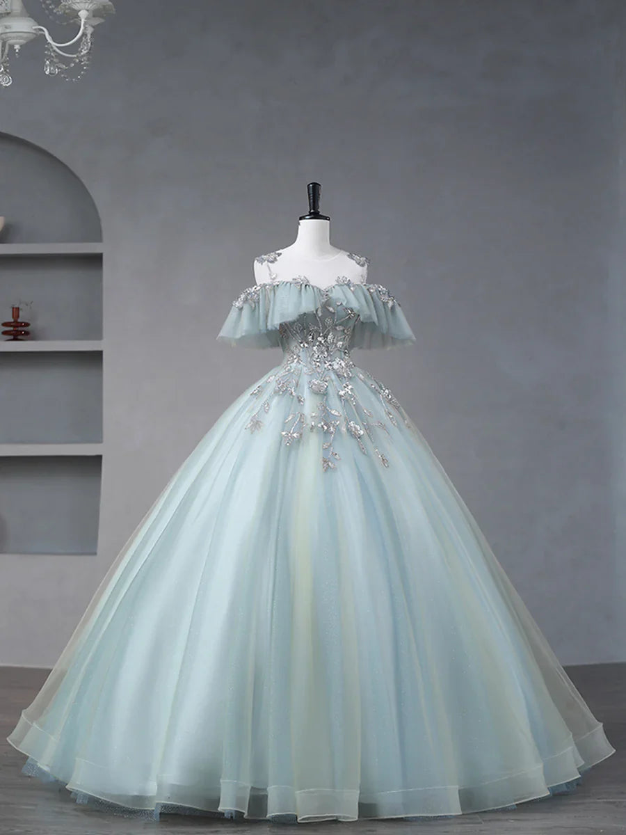 Beautiful Tulle Sequins Long Formal Dresses, A-Line Evening Dresses  TP331