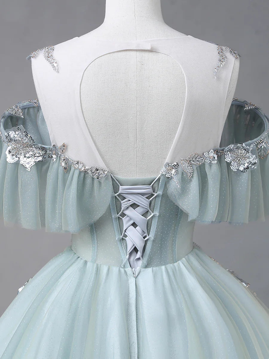 Beautiful Tulle Sequins Long Formal Dresses, A-Line Evening Dresses  TP331