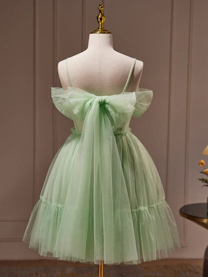 Green Tulle Lace Short Prom Dress, Cute Homecoming Dress, Green Party Dress TP335