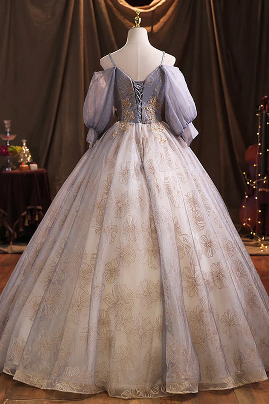 Purple Tulle Sequins Long Prom Dress, A-Line Evening Dress TP496