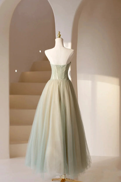 Lovely Strapless Long Tulle Prom Dress, A-Line Evening Dress TP563