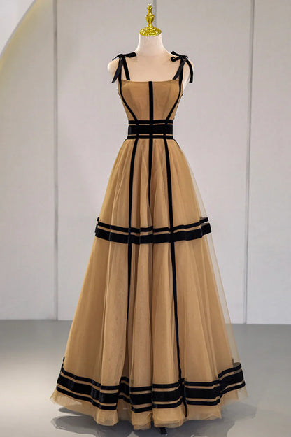 Stylish Tulle Long Prom Dress, A-Line Evening Party Dress TP566