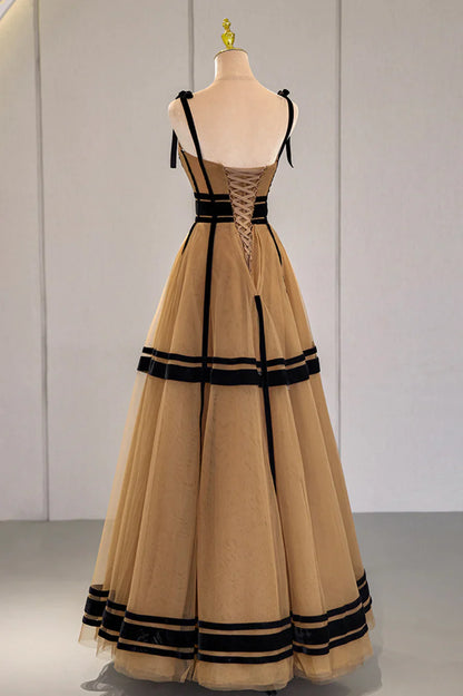 Stylish Tulle Long Prom Dress, A-Line Evening Party Dress TP566