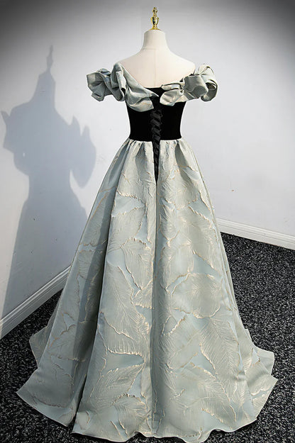 Off the Shoulder Satin Long Prom Dress, A-Line Evening Dress TP606