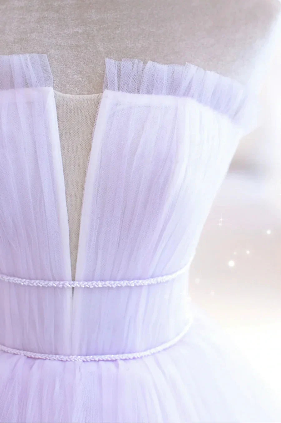 Purple Strapless Tulle Long Formal Gown, Purple A-Line Evening Dress TP611