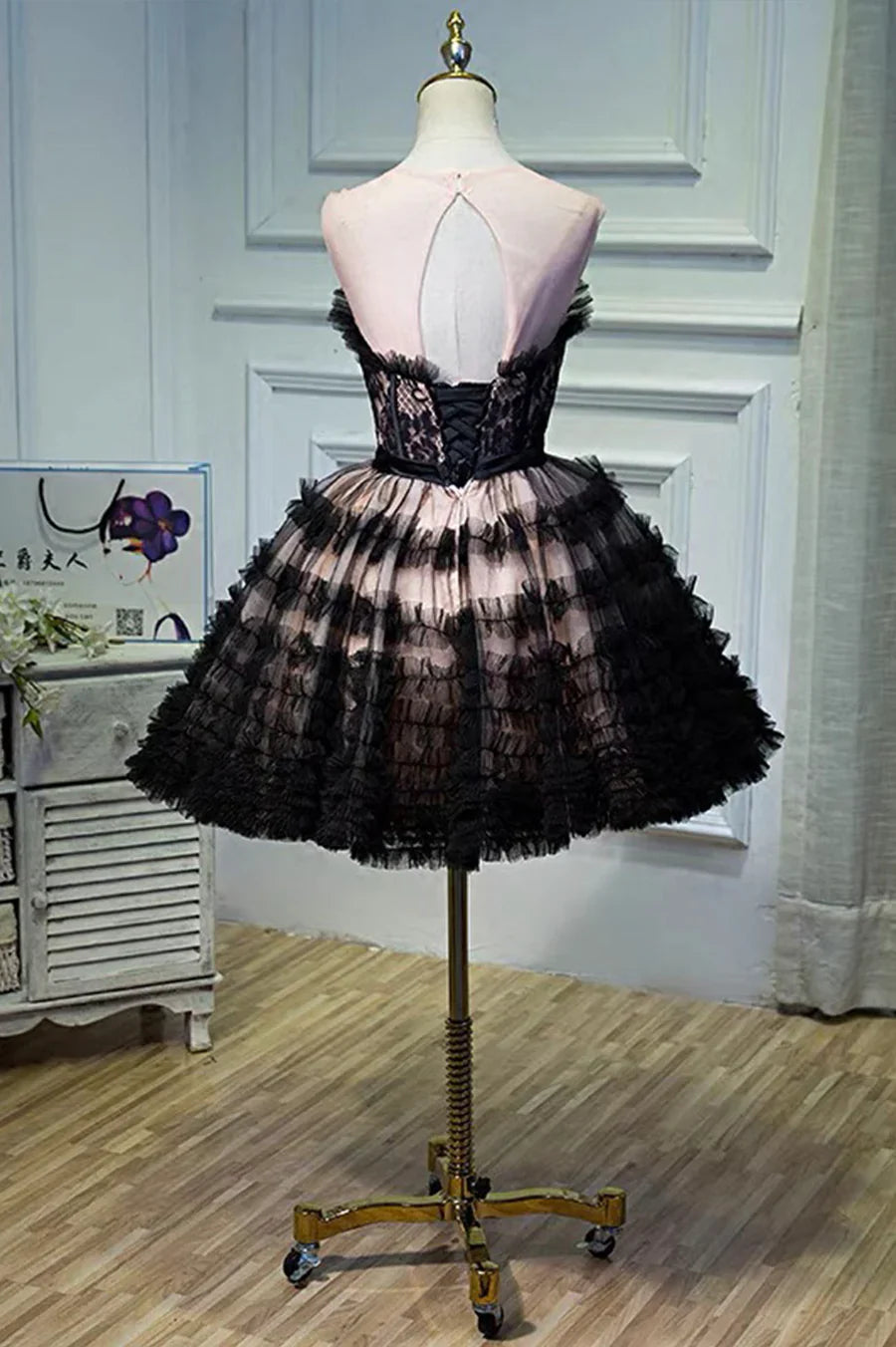 Black Layers Tulle Short Prom Dress, A-Line Homecoming Party Dress TP884