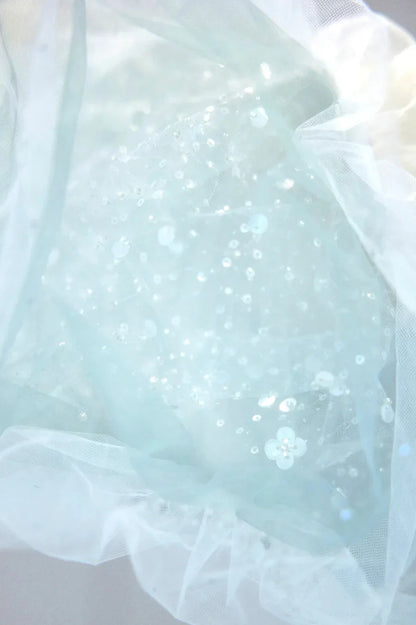 Lovely Puff Sleeve Tulle Formal Evening Gown, A-Line Long Prom Dress TP955