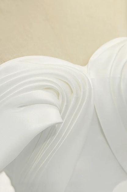 White Satin Long Prom Dress, Off the Shoulder Evening Dress TP957