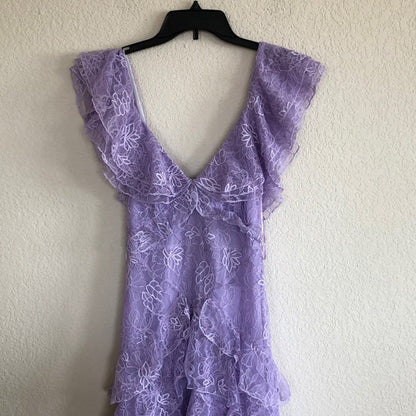 PM471,Purple Lace Long Prom Dresses Backless Evening Dress Stunning Prom Dress