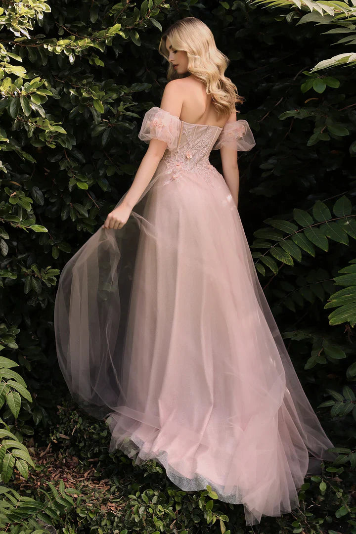omberprom Elegant Formal Women's Dresses 3D Floral Strapless Slit Dresses Gowns Evening Dresses