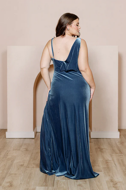 Liymcdress Fashionable Velvet dress Elegant Evening Dress Chic Wedding Guest Dresses With Slit