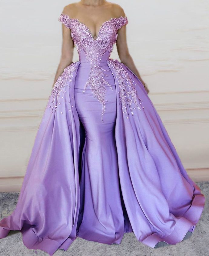 Mermaid Prom Dresses Long V Neck Prom Gowns Beaded