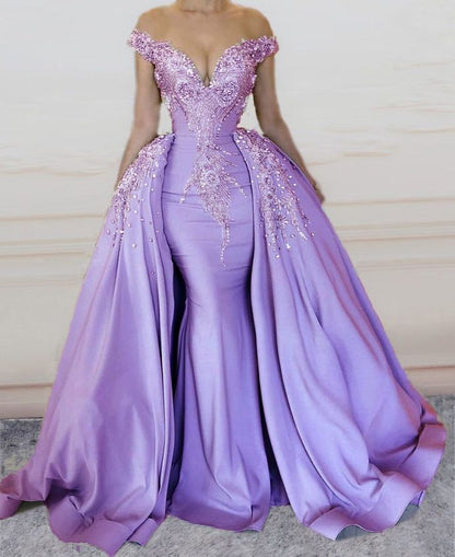 Mermaid Prom Dresses Long V Neck Prom Gowns Beaded