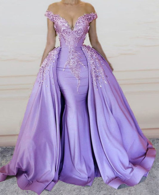 Mermaid Prom Dresses Long V Neck Prom Gowns Beaded